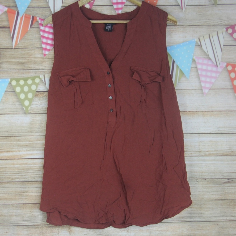 Torrid Harper Brick Red Challis Sleeveless Blouse - Picture 11 of 11